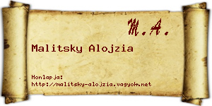 Malitsky Alojzia névjegykártya